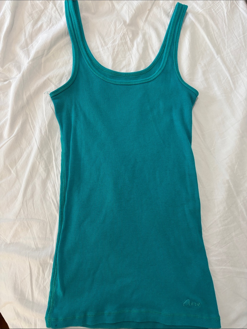 Vintage Aéropostale Teal Ribbed Tank Top Size Medium